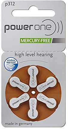 6 Stück Batterie PowerOne Typ p 312 Hörgerätebatterien (für Hörgerät: GN Resound)