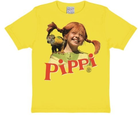 Logoshirt® Pippi Langstrumpf & Herr Nilsson I T-Shirt Print I Kinder I Mädchen I Jungen I kurzärmlig I gelb I Lizenziertes Originaldesign; Größe 80/86