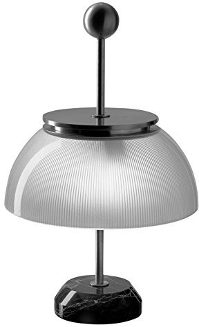 Artemide Alfa Tischleuchte aus Stahl/Marmor/Glas in der Farbe Nickel-Schwarz E14 2X 6W, Maße: 30cm x 30cm x 48cm, 0026010A