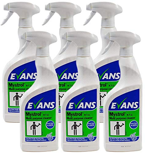6 x Evans Vanodine Mystrol Heavy Duty All-Purpose Cleaner Concentrated Trigger Spray Bottle 750ML