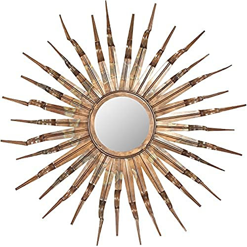 SAFAVIEH Decorative Hanging Wall Mirror for Living Room, Bedroom, Hallway, in Burnt Copper, 84 X 84 X 3.81