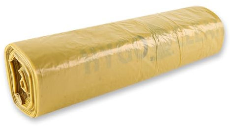 Franz Mensch HygoClean Müllsäcke Eco, 120 l, gelb, 250 Stück | LDPE, auf Rolle, Müllbeutel, Länge: 110cm x Breite: 70cm, Mülltüte 120 Liter, extra stark