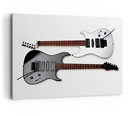 Wandbilder Dekoration Wohnzimmer E-Gitarren Streicher Musikinstrument Bilder auf Leinwand 120x80cm Leinwandbild Schlafzimmer Deko Wand Kunstdruck Art Groß XXL Wanddeko Bild Decor Canvas AA120x80-0369