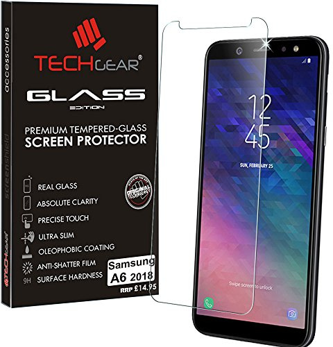 TECHGEAR Screen Protector for Galaxy A6 (SM-A600 Series) - GLASS Edition Genuine Tempered Glass Screen Protector Guard Cover Compatible with Samsung Galaxy A6 2018