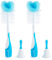 Munchkin 2-en-1 Cepillos para Limpiar Biberones y Botellas de Agua | Cepillo y Set de Limpiadores de Botellas de Agua | Suaves y Reusables con Cepillo Integrado para Tetinas | Set de 2 | Azul