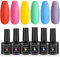 Senvenski Gel Nail Polish Red Pink Yellow Green Blue Purple Rainbow Colors Set Gift Soak Off UV LED Manicure Art Varnish Kit 6 Colors (CS6-017)