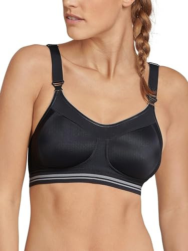 Schiesser Damen Sport BH Bra High Impact - 172739, Farbe:schwarz, Größe BH:80A