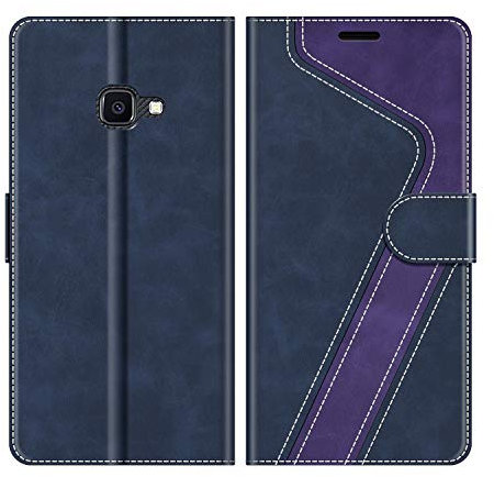 MOBESV Coque pour Samsung Galaxy Xcover 4S, Housse en Cuir Magnétique Fonction Stand Étui pour Samsung Galaxy Xcover 4S, Bleu/Violet