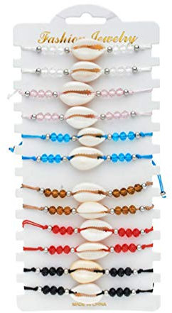 12 Pcs Femmes Coquillage Bracelets Cristal à Tricoter Chaîne Bracelet Brin Bracelets Décoratif pour Femme