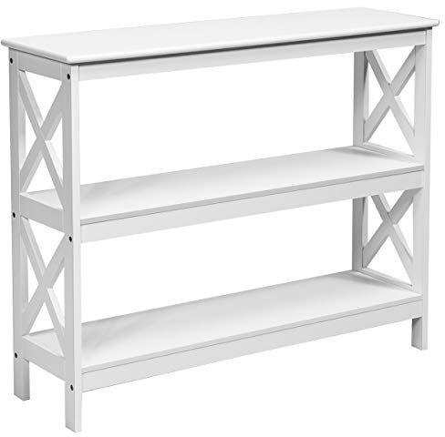 COSTWAY Table Console, Console Entrée 3 Étagères, Console Meuble Style Simple pour Salon, Couloir, Chambre, 100 x 30 x 80 CM (Blanc)