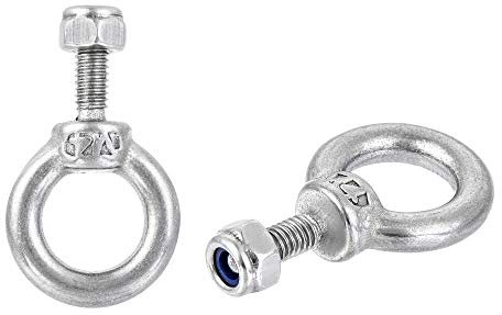 sourcing map Levage Anneau Boulon M4 x 11mm Mâle Fil avec Hexagonal Vis Écrou pour Suspendu 304 Acier Inox 2 Ensembles