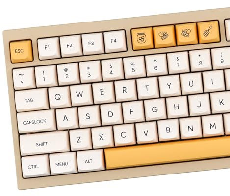 PBT Keycaps 137 Keys XDA Profile DYE-SUB Personalized White Yellow Honey Milk English Keycap Suitable for Mechanical Gaming Keyboard (English)