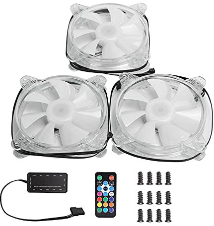 wendeekun Computer Cooling Fan, 3Pcs 120MM Colorful RGB Self-Lubricating Function Cooling Fan with Remote Control Good Heat Dissipation Durable High Performance Cooling Fan