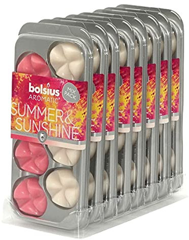 64 Stück Bolsius AROMATIC Wax Melts Wachs Duft Schmelzblüten Düfte (8x8er) (Summer & Sunshine W85)
