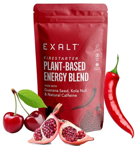 EXALT Firestarter - Daily Energy & Pre Workout Complex with 100% Natural Ingredients - 150mg Natural Caffeine from Kola Nut, Guarana & Coffee Extract - Cherry & Pomegranate & Chilli - 125g