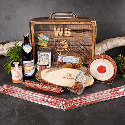 WURSTBARON® Feierabend Set ideales Paket für den Feierabend Wurstpaket aus Salami Snacks, Bayerischen Bier, Kabeltrommel und Taschenmesser