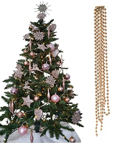 3m Bead Garland Luxury Christmas Tree & Room Decoration 8mm Bead 3m Chain (Gold)