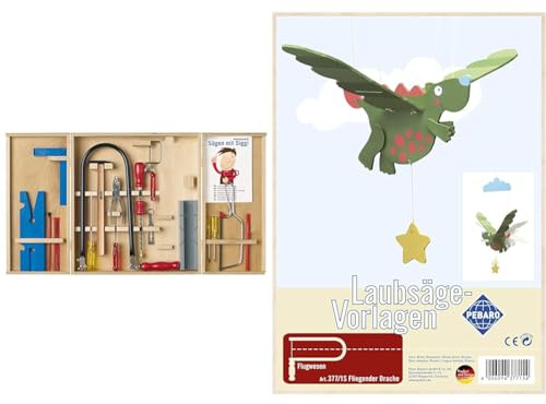 Pebaro M407C Laubsaege im Holzkasten, 36 cm x 29,5 cm x 6 cm & 377/1S Papeterie & Sticker, DIN A4