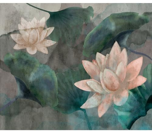 decomonkey Fototapete Blumen Wasserlilie 450x315 cm Tapete Fototapeten Vlies Tapeten Vliestapete Wandtapete moderne Wand Wandbild Schlafzimmer Wohnzimmer Pflanzen Lilie Natur