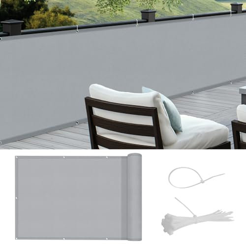 COOL AREA Brise Vue Balcon 100x600cm PES,Imperméable à l'eau, Protection UV,Protection de la Vie privée des balustrades de Balcon,Gris