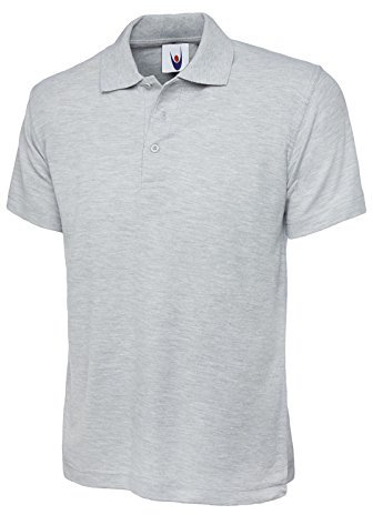 Mens & Womens Classic Polo Shirt Short Sleeve Plain Tee Top Casual Work Sports (L, Heather Grey)