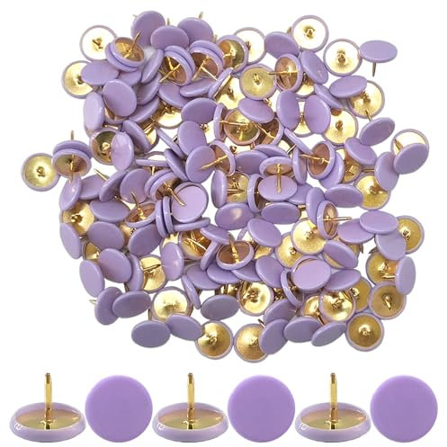 Ruidee 150 Stück Reißzwecken Metall Dekorative Reißzwecke Reißnagel rund mit Kunststoffköpfen und Stahlspitzen (Lila)