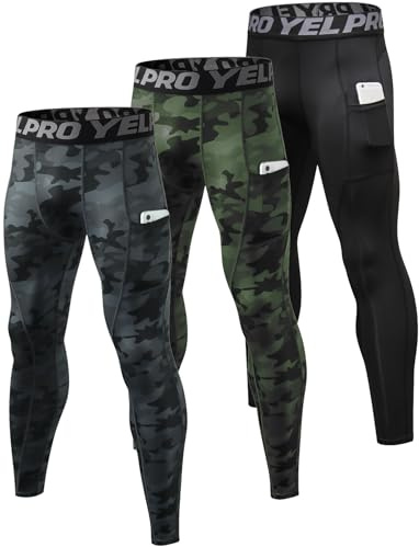 SPVISE Men's Cool Dry Compression Pants Athletic Leggings with Pocket Workout Running Tights Mens Leggings for Sports Gym