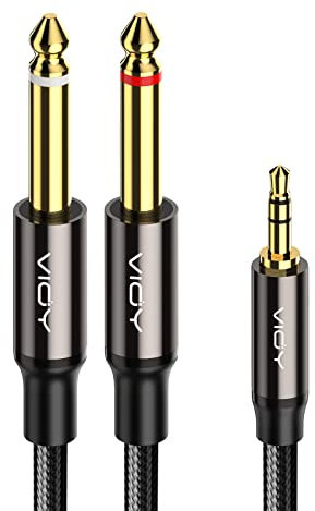 VIOY 6.35mm to 3.5mm Stereo Audio Cable 2M [2 Pack] Speaker Cable for Computer, CD Players, Multimedia Speakers and Amplifiers