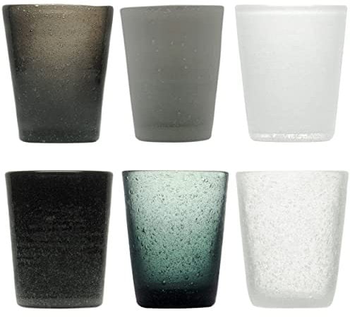 Memento Set 6 bicchieri acqua in pasta di vetro 300cc - Total Black