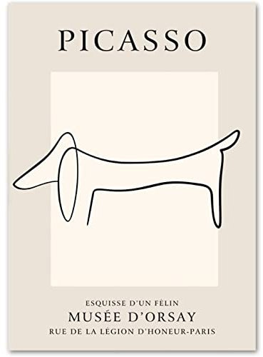 AIVYNA Pablo Picasso Poster Linie Dackel Minimalistische Wand Bilder Picasso Leinwand GemäLde Picasso Kunstdrucke Picasso Bilder Wohnkultur Rahmenlos 40×50cm