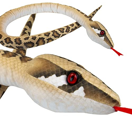 VFM - Brown Snake 180cm Plush With Red Eyes & Tongue - Highly Detailed Snakeskin Design Printed Fabric Lifelike Super Soft Cuddly Toy - Natural World Collection