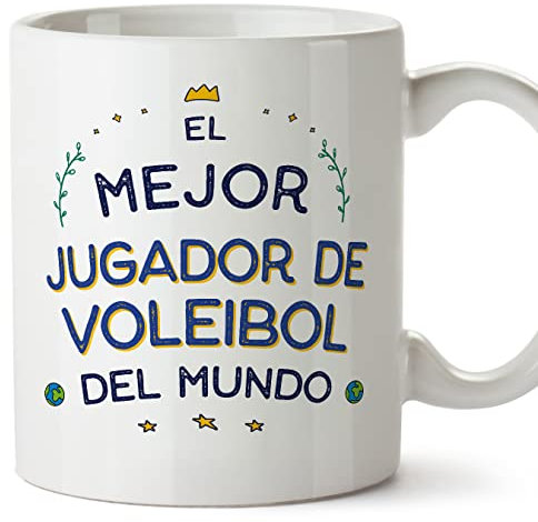 MUGFFINS Tazas para JUGADOR DE VOLEIBOL hombre - En Español - Mejor del Mundo - 11 oz / 330 ml - Regalo original y divertido