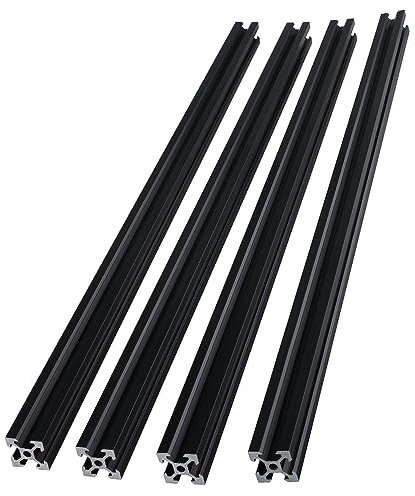 BEVDICNC 2020 300mm Aluminium Extrusion Profil T Typ 4 Stück Schwarz Europäischer Standard Eloxierte Linearschiene Aluminiumprofilextrusion für DIY 3D-Drucker und CNC-Maschinen