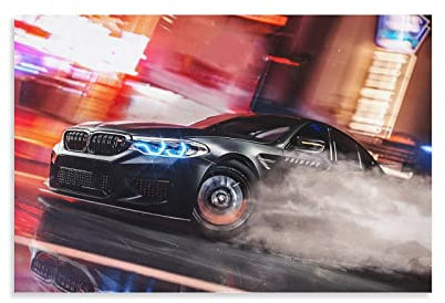 ZONDER Sportwagen-Poster für BMW M5 Drifting Racing Car Poster Dekorative Malerei Leinwand Wandposter und Kunstbild Druck Moderne Familie Schlafzimmer Dekor Poster 30 x 45 cm