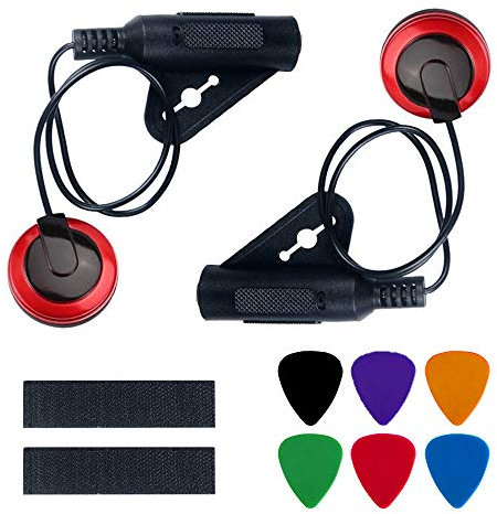 2 Stück – Kontaktmikrofon Piezo-Tonabnehmer Violine Mikrofon Pickup für Cello Banjo Ukulele Mandoline Gitarre Mikrofon Pickup mit 6 Gitarrenplektren