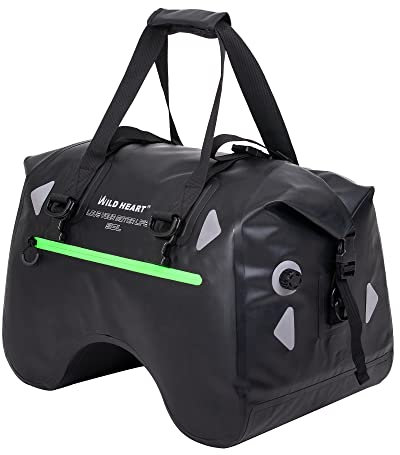 WILD HEART 50L U-Förmige wasserdichte Motorrad Hecktasche - Gepäckrolle & Gepäck für Motorräder, Sicher und Geschützt für Ihre Ausrüstung (Schwarz)