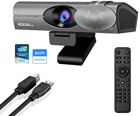 NexiGo Iris 4K AI Webcam with 1/1.8 Sensor, Built-in Flash Memory, HDR, PiP, DSLR Style Control, Auto Framing/Tracking with Flexible FOV, Noise Cancelling Microphones