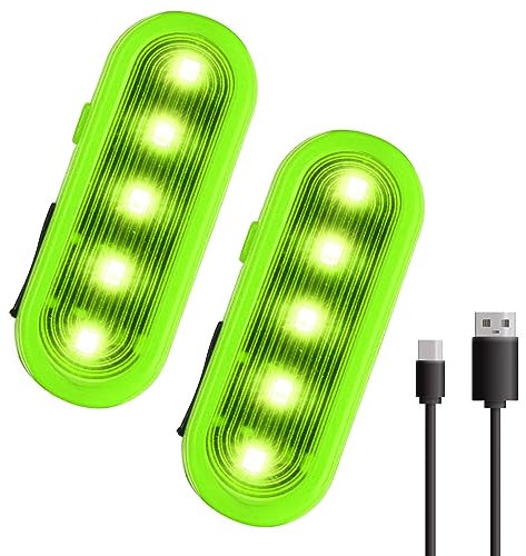 LED Blinklicht Sicherheitslicht USB Aufladbar - 2er Sicherheit Licht Set für Kinder Schulranzen Nachtläufer Bergsteiger Hund Leuchtanhänger mit Clip - Dauerlicht und Blinklicht 3 Modes