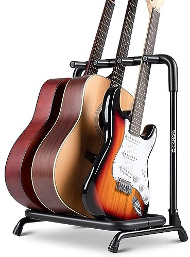 CAHAYA Supporto Universale per 3 Chitarre Supporto per Chitarra con Spessa Imbottitura in Gomma Cavalletto per Chitarre Classiche, Acustiche, Elettriche e Bassi CY0344