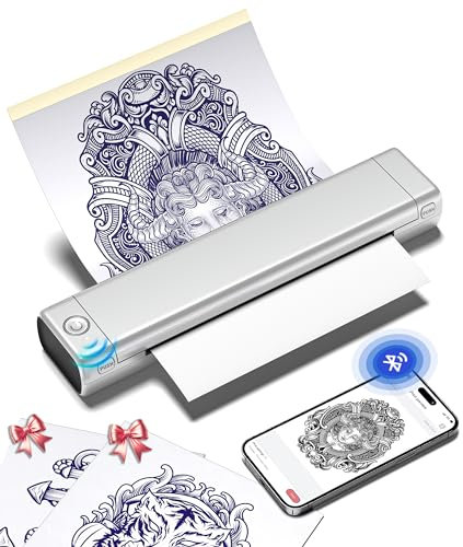 Phomemo M08F Thermocopieur Tatouage à tatouer Transfert de Papier Imprimante Stencil Tatouage Temporaire, Pas Besoin d'encre, imprimante de Tatouage Compatible avec téléphone, Tablette et PC