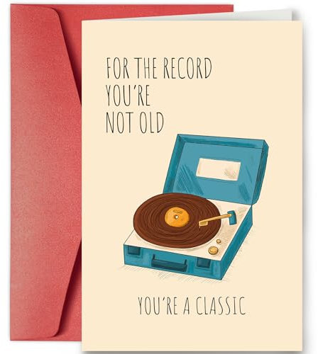 SuperShunhu Retro Plattenspieler Geburtstagskarte, lustige Geburtstagskarte für Opa Papa, 40., 50., 60. Geburtstag Karte für Männer, You're Not Old You're A Classic