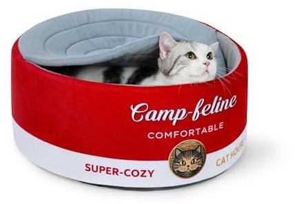 PECHVINO Can-Shaped Cat Bed – Ramen Bowl Cat Bed with Cover | Cute Enclosed Cat Bed with Ultra-Soft Cushion, Private & Cozy Design for Cats & Small Dogs