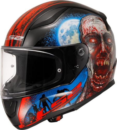 LS2, Integraler Motorradhelm RAPID II ZOMBIE Black Red, S