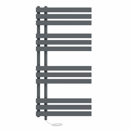 NRG Designer Prefilled Electric Heated Towel Rail Radiator Manual Bathroom Ladder Warmer Sand Grey 1200x600mm - 700Watt