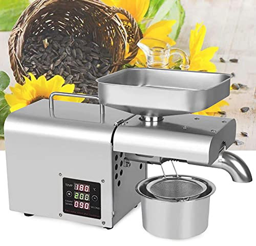 ieLsngai Presse à Huile Automatique, Acier Inoxydable, Extraction d'Huile, Contrôle de la Température, 610 W, BI-ZJGJ-2570-EU25
