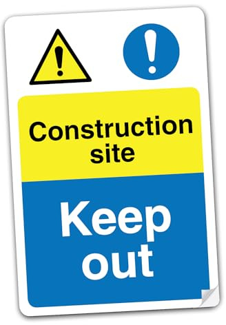 SAFESIGN Large - Construction Site Keep Out 300 X 300mm Sign Vinyl Sticker - for Building, Houses, Commercial Business - Health and Safety Board, Caution Notice Conforms to EN ISO 7010:2012
