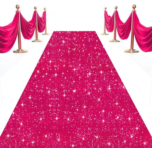 OMKSIH Teppichläufer für Party, 1,2 x 6,8 m, Hochzeitsgängerläufer für Partys, Pailletten-Gangläufer für Hochzeitszeremonie, rosa Landebahn, Teppich für Party, Gang, Bodenläufer für Abschlussball,
