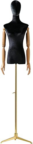 Weiblicher Schaufensterpuppen-Torso, Schneiderpuppe und Körper, weibliche Schneiderpuppe, Samt, Halblängenmodell mit Arm aus Massivholz, Schaufensterpuppen-Torso-Körper mit verstellbarem Metallstati