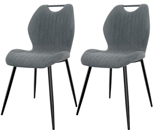JIJIAN Esszimmerstühle 2er Set, Küchenstühle, Polsterstühle, Wohnzimmerstühle mit Stoff-Rückenlehne und Metallbeinen, Ideal für Esszimmer, Küche, Wohnzimmer, Grau