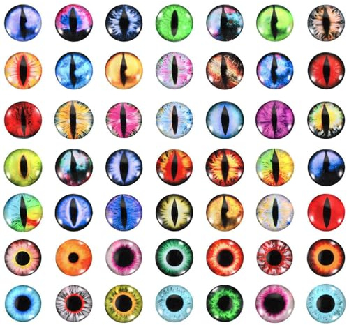 PATIKIL Yeux de Dragon 100PCS, 18mm Œil en Verre Artificielles Ronds Animaux, Yeux de Securite Amigurumi Cabochon pour Fabrication de Poupées en Argile Artisanat DIY Bijoux, Multicolore